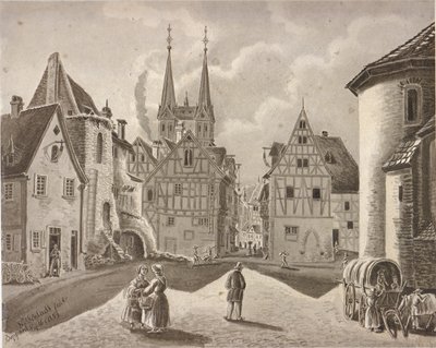 The Castle Square in Front of the Electoral Castle of Boppard Around 1853 by Nikolaus Schlad